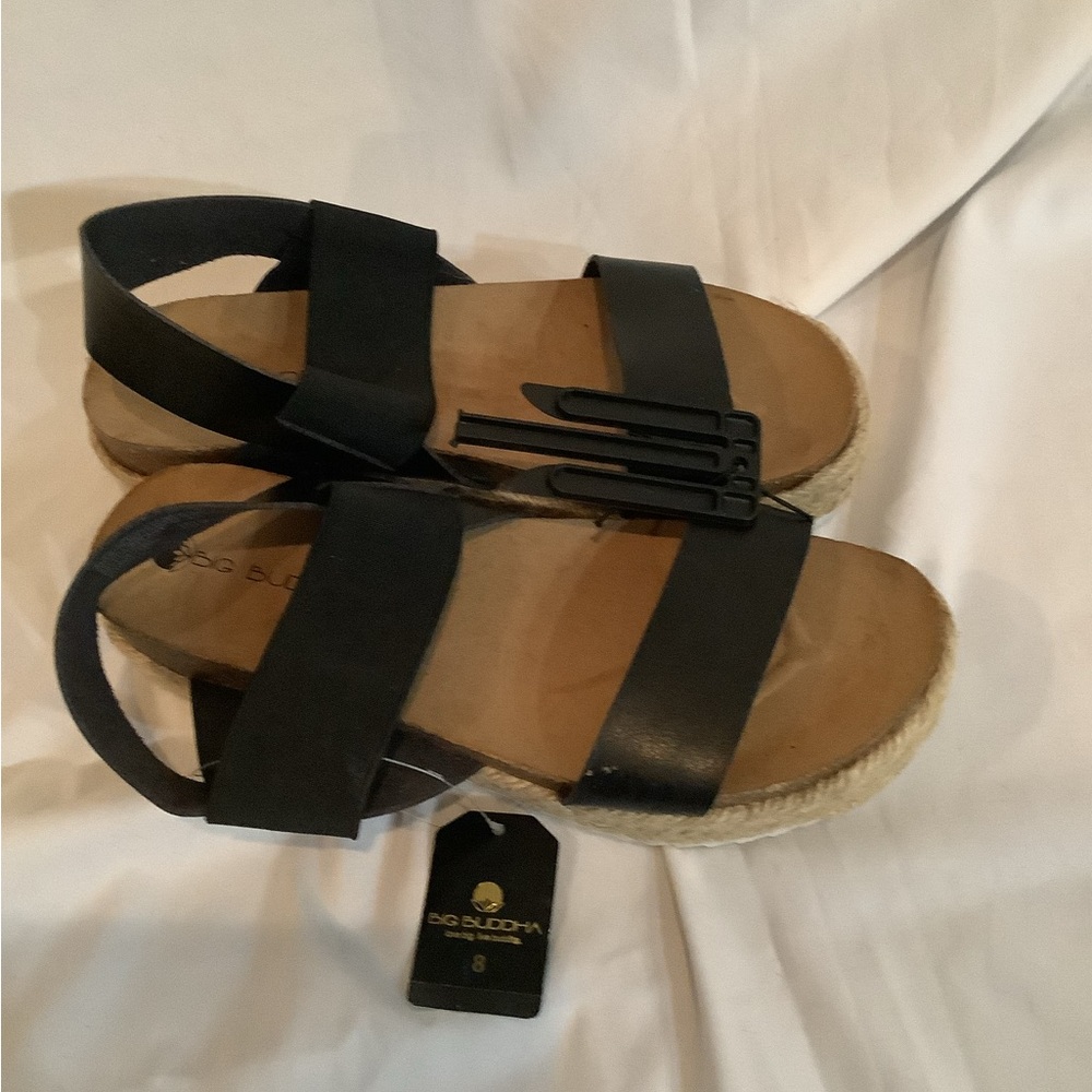 Big Buddha Black Espadrille Sandals